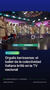 🇮🇹 Orgullo berissense: el ballet de la colectividad italiana brilló en la TV nacional 💃 El talento local volvió a dejar su huella en la pantalla grande. El ballet de la colectividad italiana de Berisso se presentó en el programa Buenas Noches Familia, conducido por Guido Kaczka, y deslumbró con una performance que combinó tradición, pasión y energía. 📺 Con su despliegue sobre el escenario, los bailarines no solo conquistaron al jurado y al público, sino que también lograron un resultado hist