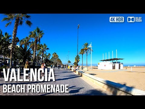 Valencia Beach, Playa de la Malvarrosa - 🇪🇸 Spain [4K HDR] Walking Tour