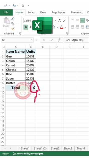 sum not showing in excel #excel #exceltips #exceltricks #excelshortcuts #shorts #trending #viral #yt
