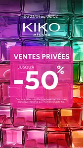 ✨ Ventes privées KIKO MILANO ✨ Jusqu’au 06/02, profitez de remises jusqu’à -50% sur une sélection d’articles 💄✨ Des indispensables beauté à prix irrésistibles 💋 👉 Offre réservée aux membres Carte Fidélité. 📍 Vos boutique KIKO MILANO : Sainte-Suzanne, Centre commercial Grand Est / Saint-Denis, rue Mal Leclerc / Saint-Pierre, Rue des Bons Enfants / Le Port, Cap Sacré Cœur. | La Carte Fid Réunion