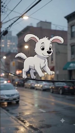 🐶 Cute Little Puppy Walking on a Wire ❤️ | AI Cartoon Dog Animation | Viral Animal Shorts #shorts