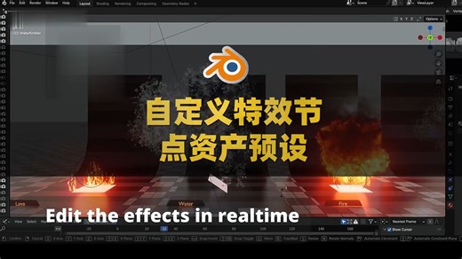 Blender自定义火花烟雾魔法爆炸粒子特效节点资产预设 Sprite Particles For Realtime Vfx With Geonodes V1.