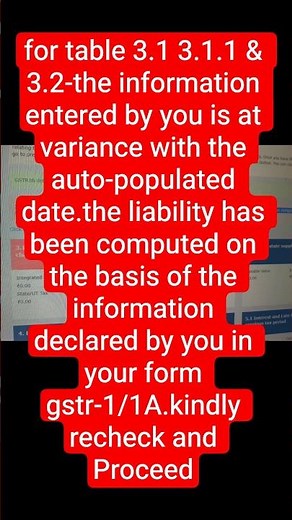 GSTR-3B Error Solution – Table 3.1, 3.1.1 & 3.2–The information entered by you is at variance