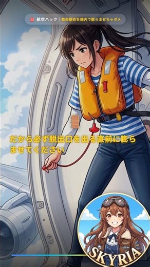 t救命胴衣を機内で膨らませちゃダメ🦺⚠️#航空ハック #飛行機 #フライト #安全ルール #救命胴衣