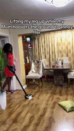 Son Annoys Mum by Lifting Leg While She's Hoovering | Funny Family Moment