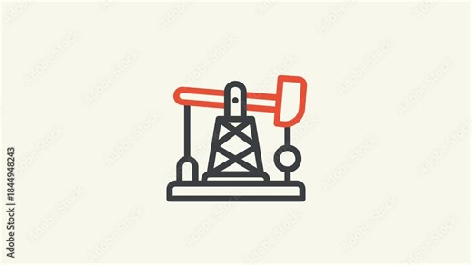 Oil rig animation extracting petroleum, Perfect for presentations, websites, and educational materials, Loop HD video with alpha channel.