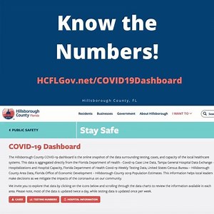 To help residents make the most informed decisions to keep themselves and their families safe, Hillsborough County has launched a comprehensive COVID-19 dashboard: bit.ly/2Cxd9gO The dashboard is easily accessible on the County's website at bit.ly/HCFL_Covid19Dashboard | Hillsborough County, Florida Government