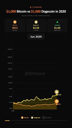 $1000 in Bitcoin vs DOGE 🚀 This is INSANE 🤯 #crypto #bitcoin #doge #dogecoin