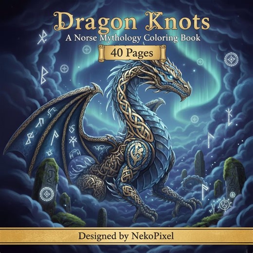 Dragon Knots Coloring Book | Norse Mythology, Celtic Art (PDF Pattern) - Etsy