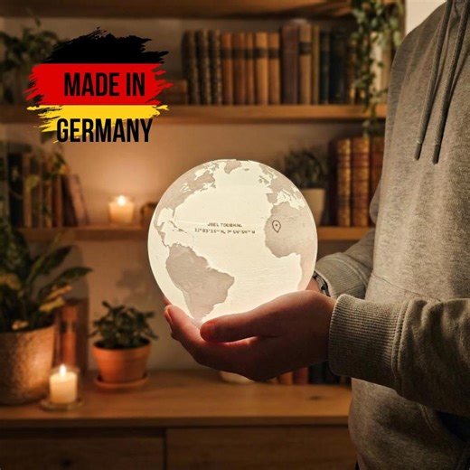 Personalized 3D Earth Lamp With Photo | Globe Lamp | 16 Color Modes | Birthday Gift | Made in Germany - Etsy