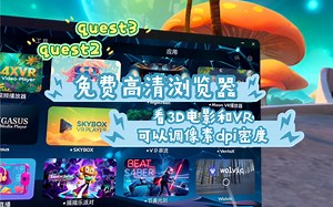 推荐quest高清浏览器 可以看3D电影和VR 可以编辑像素DPI密度提高清晰度！