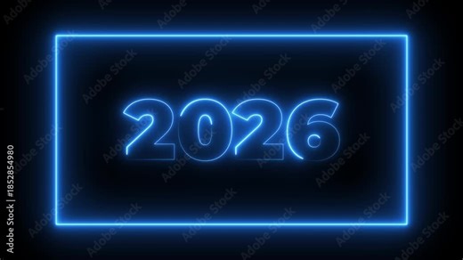 New year 2026 loading bar animation, Loading bar from 2025 to 2026 new year transfer animation. Almost reaching New Year on black background. Welcoming the happy new year 2026. rectangle box. 4k