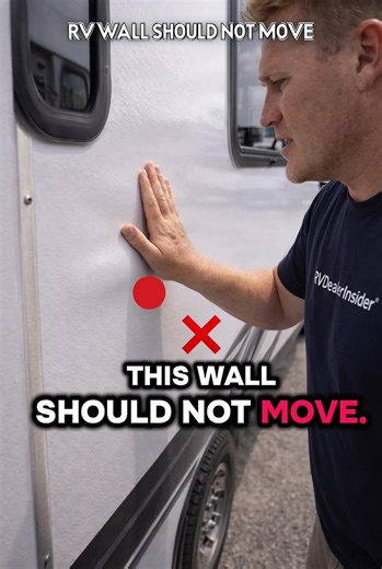 RV wall should NOT move like this. Hidden RV water damage warning! TikTok search now reads captions and keywords, so include the main phrases RV buyers search. If an RV wall flexes when you press it, that can be a warning sign of fiberglass delamination and hidden water damage. Many used RV buyers miss this during inspections. Solid RV walls should feel rigid and stable. #rvinspection #rvbuyers #rvlife #rvrepair #usedrv