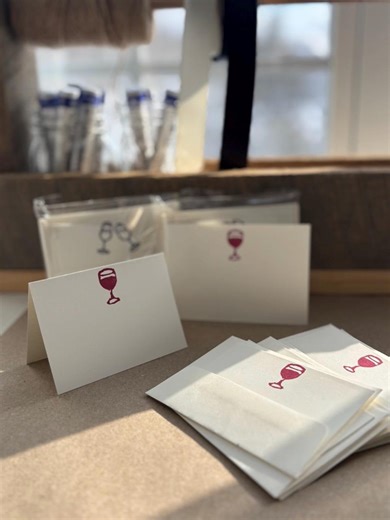 Hand-stamped Folded Notecards With Matching Envelopes, Red Wine, 12-pack - Etsy