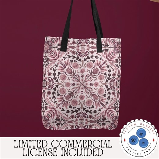 Seamless Floral Pattern | Rosy Pink Hand-drawn Design 12"x12" | PNG - Etsy