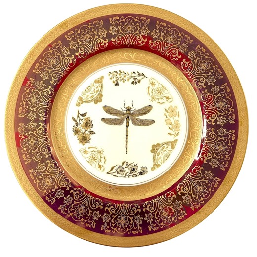 Dragonfly Decal Decorative Plate, Vintage Style Red and Gold Ornate Wall Decor (11 Inch) - Etsy