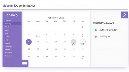Flexible Event Calendar In jQuery - evo-calendar
