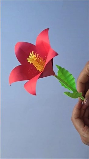 DIY Red Flower with Paper 🌸 Quick & Easy #shorts