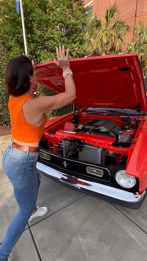 Emily Compagno on Instagram: "Meet & greet with my 72 Mach 1!🤗 Get to know my sweet girl🔥After driving all day on the #hotrodpowertour we sit around with cold beer & tell car stories - I wanted to bring you in to mine! *I forgot to say her color is Competition Orange … Let me know any other questions you have below!👇 Thanks to the incredible veteran owned & operated @innovationperformance team for my dream car🧡"