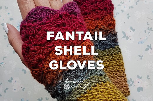 Fantail Shell Stitch Fingerless Gloves [Free Video Tutorial & Written Pattern!] — Hooked by Robin