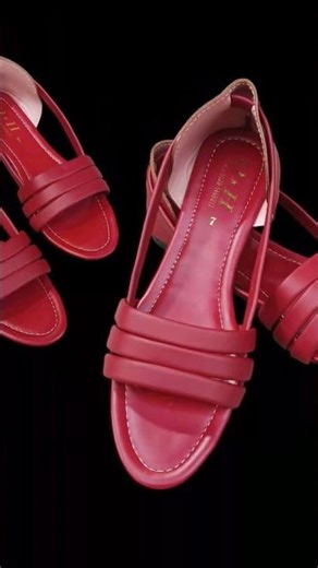 Elegant Ruby Red Double Strap Flat Sandals for Women