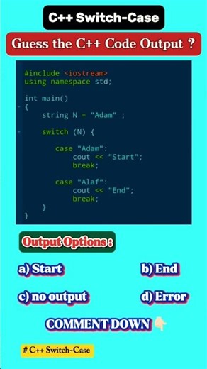 C++ Switch-case Code MCQ #20 🧠❓🤔|#correctcoding#gatecs #cppprogramming#cs#switchcase #problemsolving