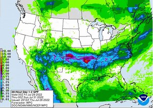 4.5K views · 265 reactions | Over the next 7 days, a large swath of precipitation will extend from the Desert Southwest thru the South Central US to the Mid-Atlantic, bringing increased threats for flash flooding as Excessive Rainfall may bring QPF totals as high as 5" in some locations thru Thu 08/04 ️ | NOAA NWS Weather Prediction Center | Facebook