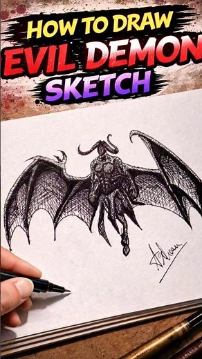How to Draw a Fallen Demon Angel | Dark Ink Sketch Tutorial for Sketchbook Artists #drawingink