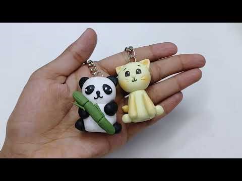 Turning Simple Clay into Adorable Keychains 🐼🐱 | DIY Easy Keychain Making with Air Dry Clay