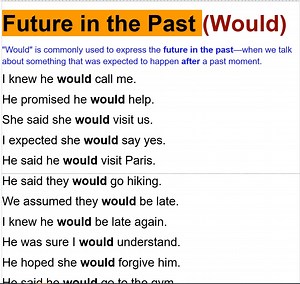 16K views · 427 reactions | Future in the Past | How to Use "Would" Correctly Did you know we can talk about future plans from the past?  This is called Future in the Past, and it’s often used with "would" to describe things that were expected to happen in the future from a past point of view. | Empowering English Learning | Facebook