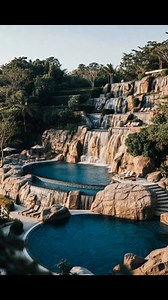 Dive into luxury with this massive custom waterfall cascading straight into a crystal-clear swimming pool! 🌊 Surrounded by lush tropical vibes, it’s the ultimate backyard oasis for endless summer chills. Who’s ready to jump in? 🏊‍♂️✨ #PoolGoals #TropicalParadise #WaterfallDesign #DreamBackyard #aidesign | Matrix Concrete Artisans Inc