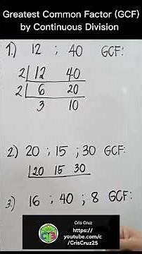 Greatest Common Factor (GCF) by Continuous Division