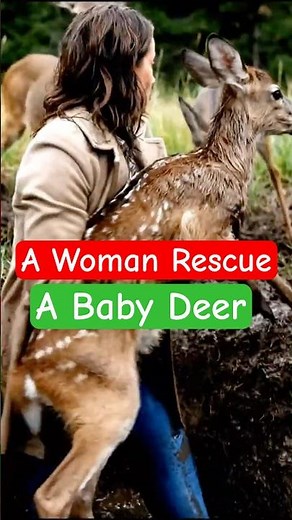 Deer Mother Leads Woman Rescue Her Baby from a Deep Hole #animals#rescue#deer