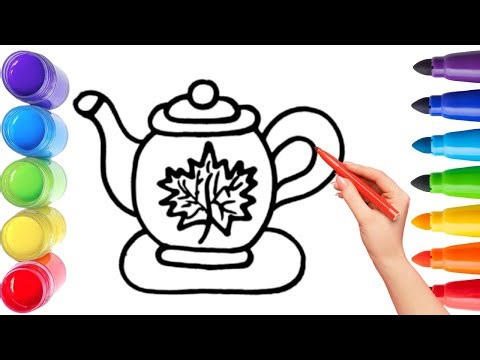 How To Draw cute kettle Drawing, Painting & Coloring For Kids and Toddlers_🌈🎨