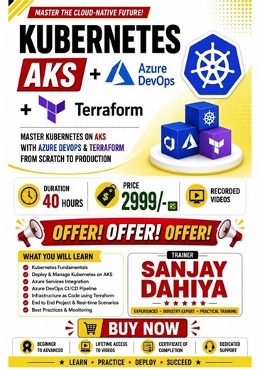 K8S AKS, Azure DevOps & Terraform Full Course | 40Hrs Training Sanjay Dahiya | Recorded Videos