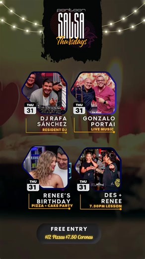 Tonight at Pontoon Salsa! 💃🎉 🎂 Celebrating Renée’s Birthday 🎤 Gonzalo Porta live on stage at 8:30 PM 🍕 Free pizza & cake for everyone at 10:00 PM 🎧 DJ Rafa Sánchez on the decks from 9:30 PM 🎵 2 Salsa | 2 Bachata rotation all night 🍕 $12 pizzas | 🍺 $7.50 Coronas 📍 Pontoon, Darling Harbour | 🆓 Free entry 💃 Dancing until 1 AM Let’s celebrate — see you on the dance floor!