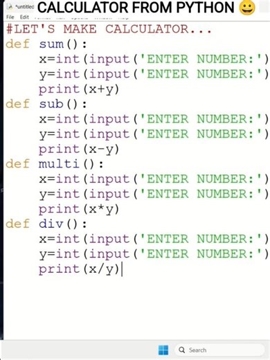 make calculator from python #coding #python