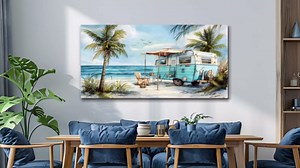 ERQINHUA Wall Art For Living Room Canvas Wall Decor For Bedroom Office Decorations Marine Beach Landscape Painting Pictures Artwork Modern Beach Posters Aesthetic Ready To Hang Home Decor 20"x40"