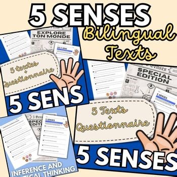 Five Senses Les Cinq Sens Bilingual Reading Comprehension | Informational Texts