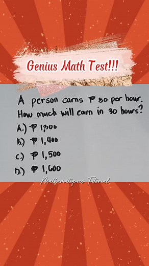 1.7K views · 18 reactions | Basic Math Challenge!!! A person earns 30 per hour. How much will earn in 30 hours? #mathematiquestutorial #civilserviceexam #education #sharingiscaring | Mathematiques Tutorial | Facebook