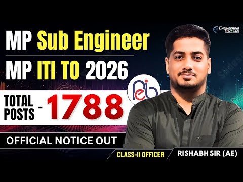 MP Sub Engineer & MP ITI TO 2026 | 1788 Vacancies | Official Notification Out #rishabhsir #mppsc