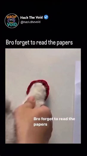 Kanav on Instagram: "This viral video depicts a white cat's paw being guided to 'sign' a Chinese-language veterinary consent form, followed by neutering surgery footage, with overlaid English text repeatedly stating "Bro forgot to read the papers" for comedic effect. Posted on 1 December 2025 by , an account sharing daily cute animal clips, it has amassed 52,699 likes and 779,755 views, underscoring the popularity of anthropomorphic pet memes on X. Humorous replies, such as suggestions the cat s