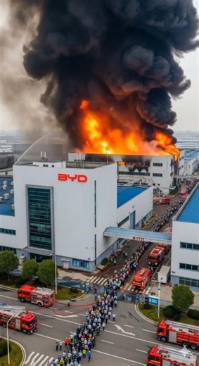 "Massive Explosion Rocks BYD Auto Factory in China – Workers Fleeing Inferno!"