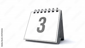 3d animation of flipping calendar pages revealing the number four Stock Video