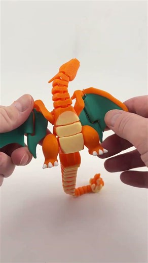 3D Printed Articulated Charizard! 🐉🔥 #3dprinting #shorts #squids3d