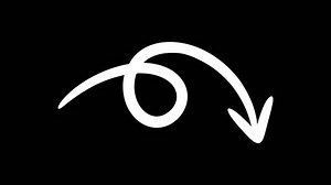 Hand drawn thin arrow graphic animation. Alpha channel. Doodle arrow on transparent background motion design. 4K resolution