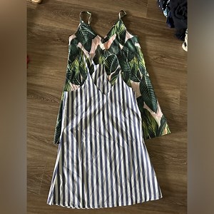 Two drapey dresses vacation travel size small romper