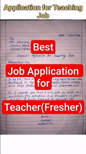 Job Application for Teachers | No Experience | fresher job application for teaching