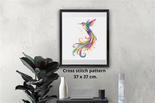 Rainbow Hummingbird Cross Stitch Pattern, Fantasy Bird Embroidery PDF - Etsy