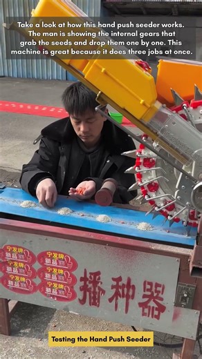 Testing the Hand Push Seeder